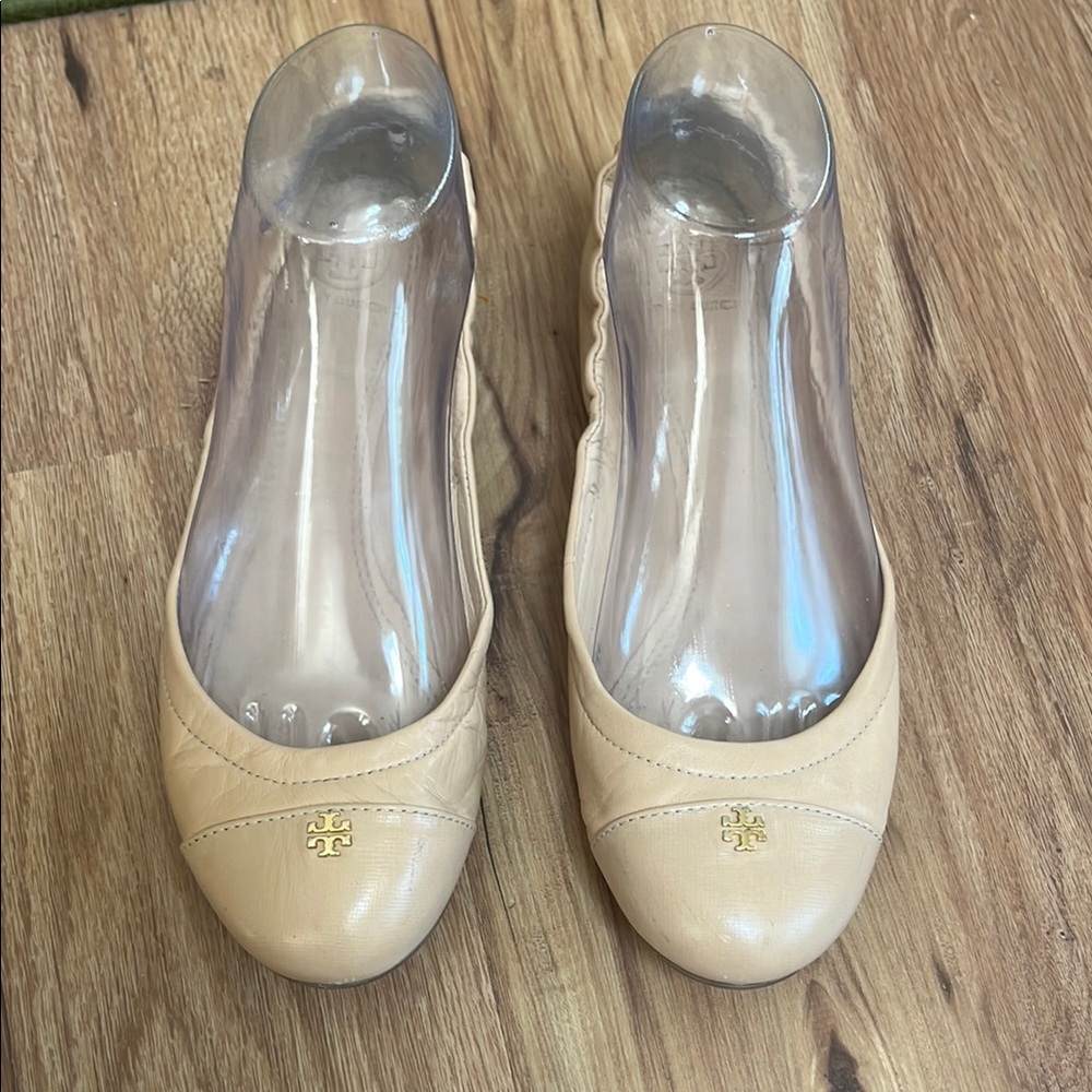 Tory Burch tan leather ballerina flats